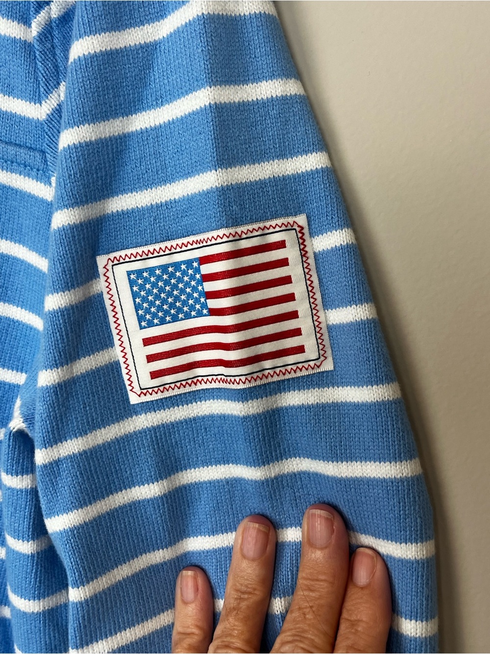 Vineyard Vines American Flag Blue White Striped Quarter Zip Women's Size Medium - Picture 5 of 11